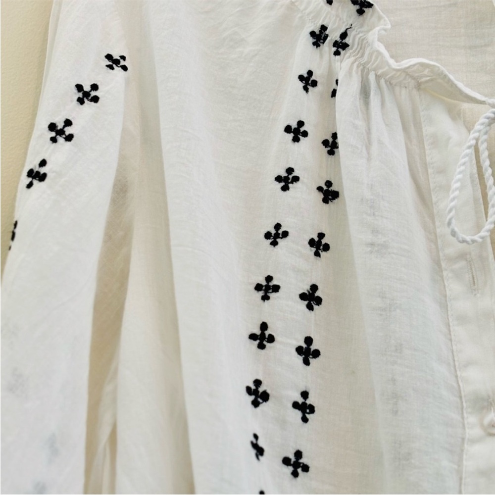Emerson Fry BARDOT TOP - EMBROIDERED CLOUD WHITE ORGANIC Size S - Picture 7 of 9